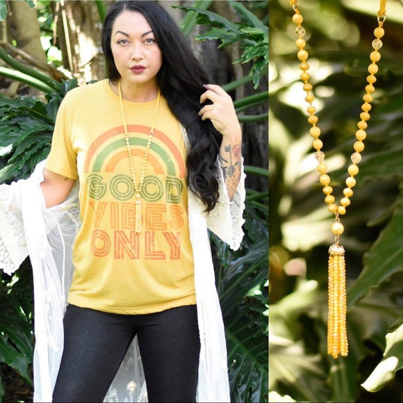 The House Of Gentry Jewelry - Yellow Beaded Tassel Necklace